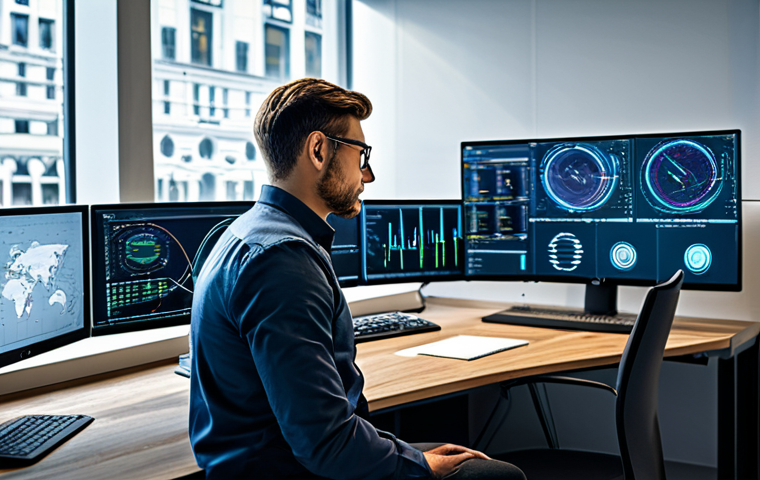 소프트웨어 공급망 보안의 정보 자산 관리 - Cybersecurity Professional at Work**
"A cybersecurity analyst, fully clothed in smart casual attire...