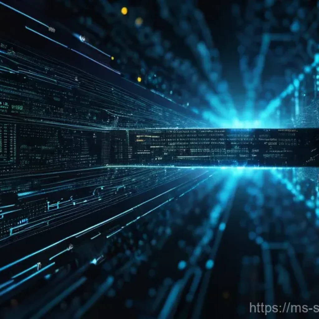 소프트웨어 공급망 보안의 최신 이슈 및 과제 - **Prompt:** A complex, interconnected digital chain representing a software supply chain, with glowi...