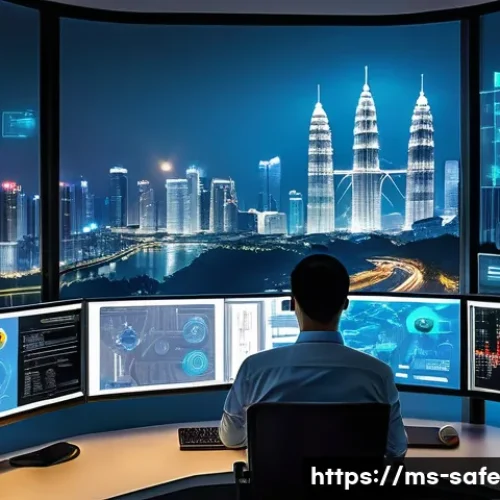 Home 33 소프트웨어 공급망 보안 현황 및 동향 분석 - A modern Malaysian office environment showcasing a cybersecurity team monitoring a complex software ...