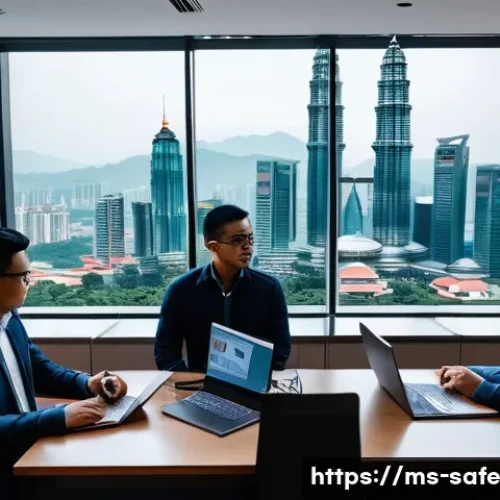 Home 32 소프트웨어 공급망 보안 위협 모델링 기법 - A modern office scene in Kuala Lumpur, Malaysia, showing a diverse software development team conduct...
