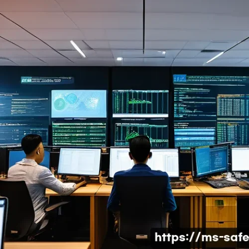 Home 30 소프트웨어 공급망 보안 검토 및 개선 주기 설정 - A modern software development office in Kuala Lumpur, Malaysia, with diverse IT professionals collab...