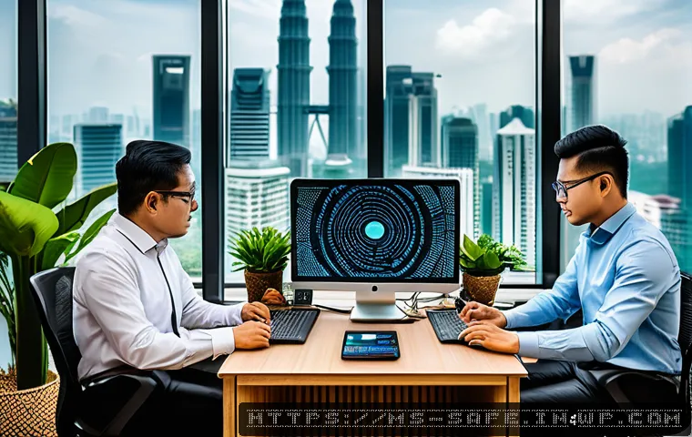 소프트웨어 공급망 보안에서의 내부 통제 강화 - A modern Malaysian office environment showcasing diverse IT professionals collaboratively implementi...